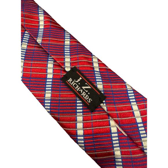 J Z Richards All Silk Red Men's Necktie Made in USA Business Work Office Holiday - Picture 5 of 10